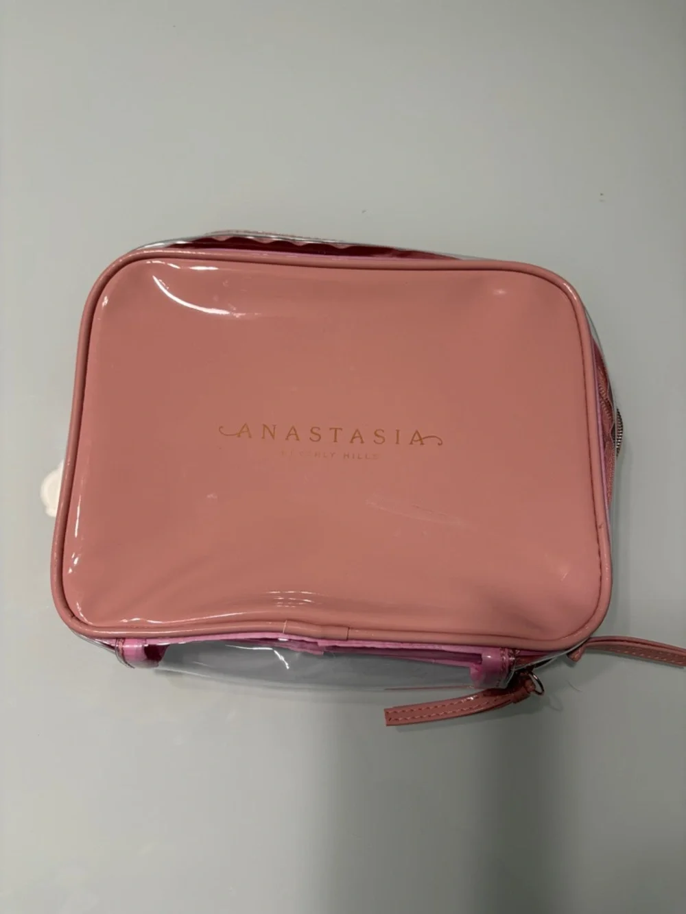 Anastasia Blush Pink Glossy Cosmetic Pouch